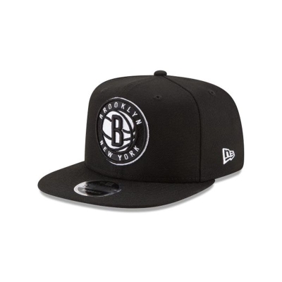 Black Brooklyn Nets Hat - New Era NBA High Crown 9FIFTY Snapback Caps USA9105473